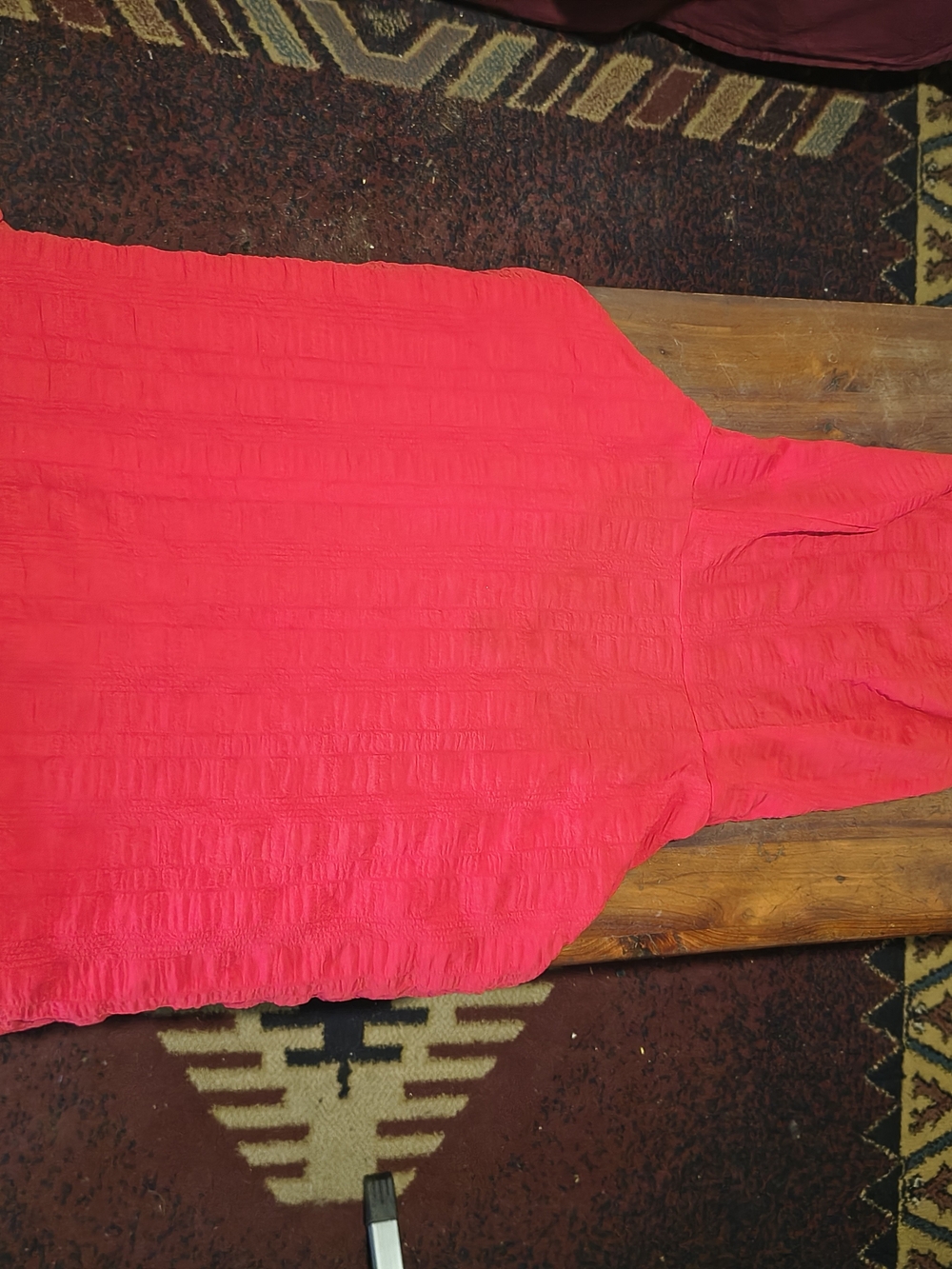 Women's Bright Red Smocked Dress Open Back